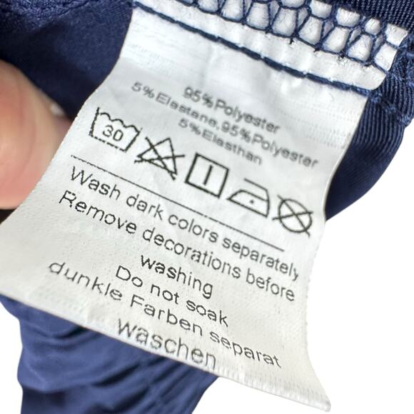 Grace Karin NWT Navy Blue High Rise Paperbag Skinny Cropped Belted Pants Sz 2XL - Picture 7 of 7